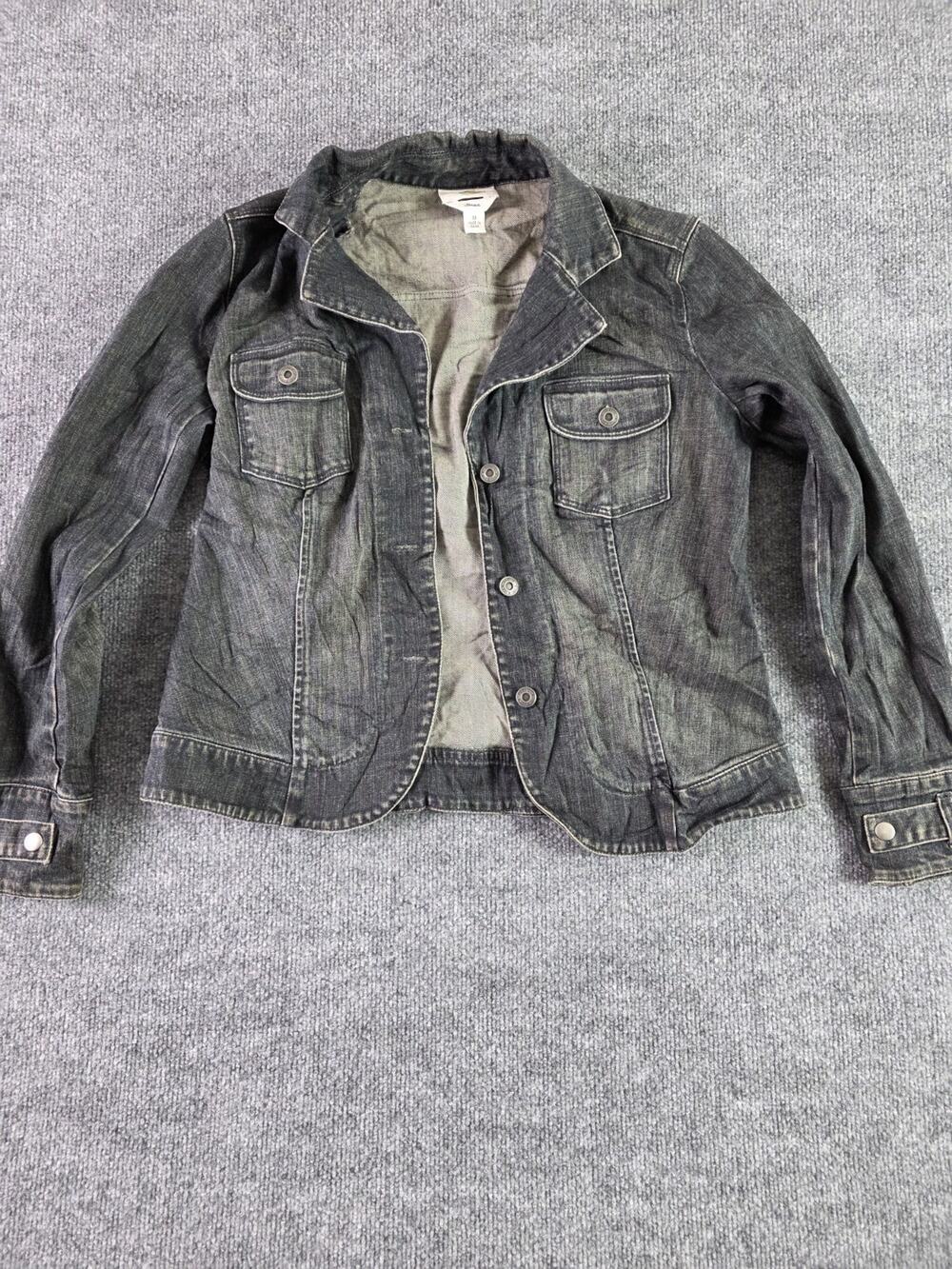 Talbots Stretch Womens Classic Blue Denim Jean Jacket Size 10 Petite Cotton